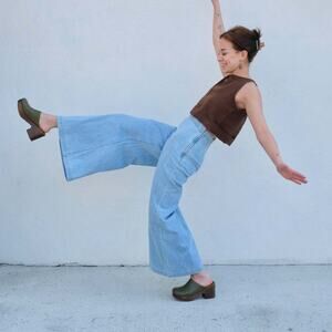 Rachel Comey Absolute Pant Wide Leg Flare Jeans Light Blue Celeste Denim Size 6